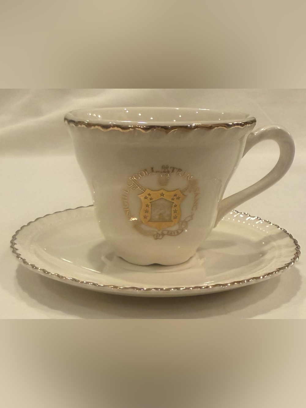 Vintage Trinity College Hartford, CT Teacup and Saucer Set